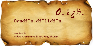 Orsós Éliás névjegykártya